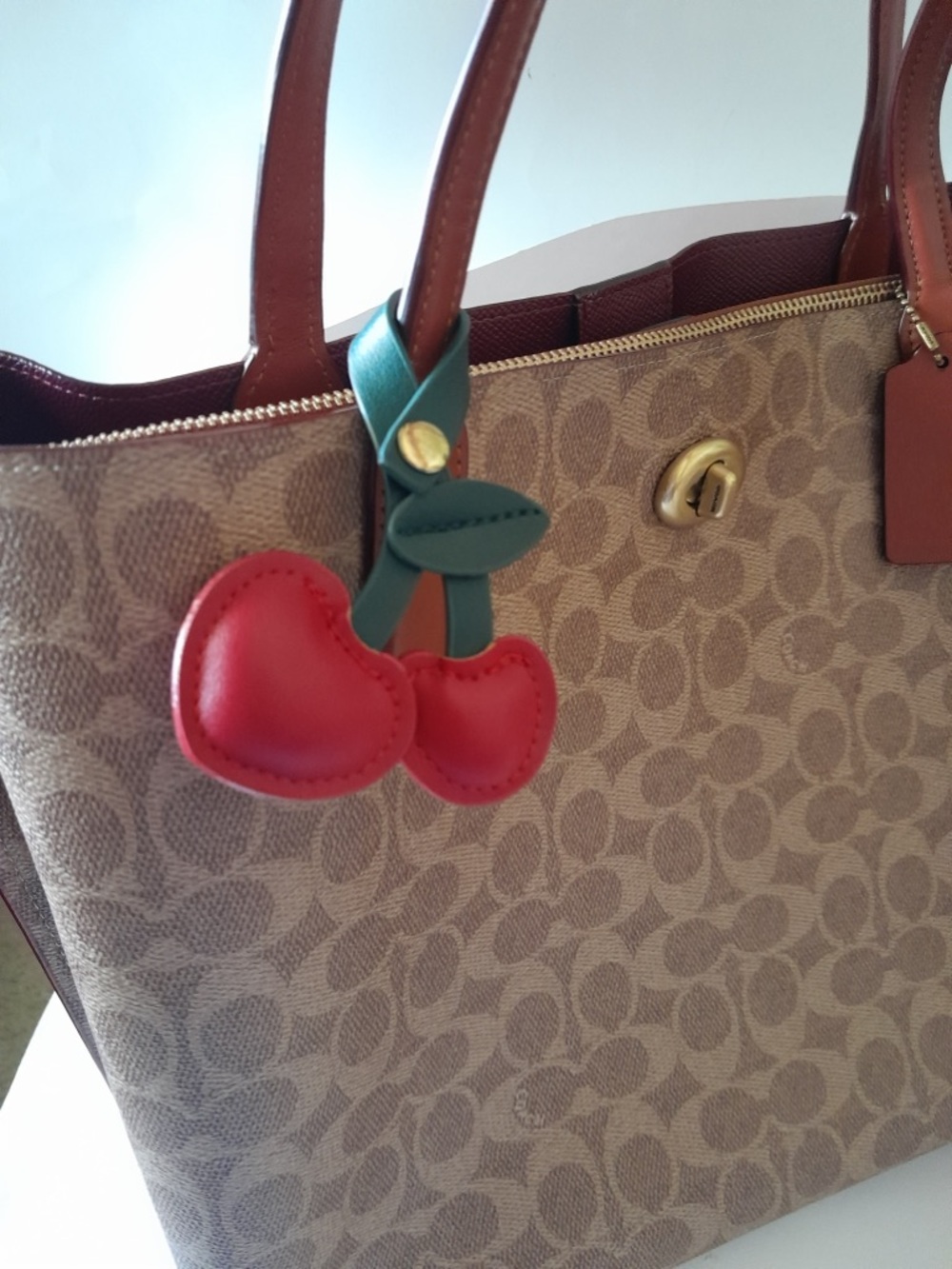 Cherry PU Leather Snap Bag Charm - Picture 3 of 5